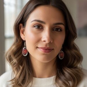 Fashion Jewelry Elegant Botanical Red Drop Earrings (New)